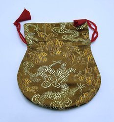 Bag for malas - brown with gold dragons