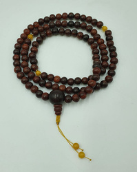 Mala 108 - rose wood 8 mm with amber