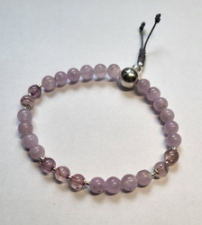 Mala 27 - pink agate with silvr 6 mm