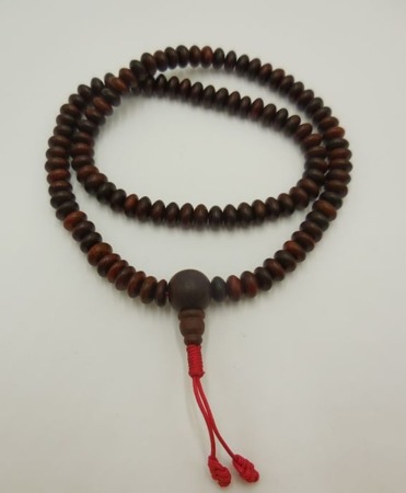 Mala 108 - red sandal wood flat bead 8 mm