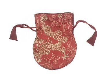 Purse for mala - red with gold dragons
