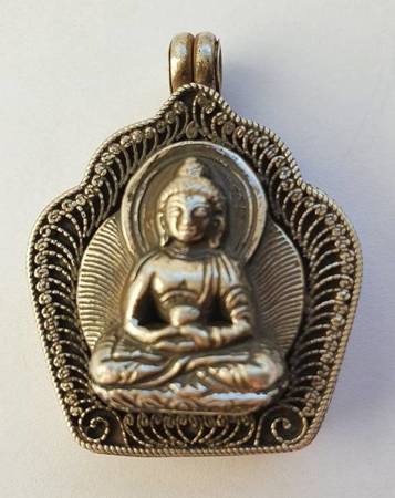 Silver ghau with Amitabha Buddha