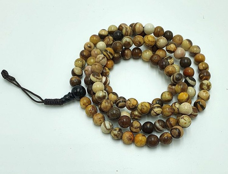 Mala 108 - brown river stone 8 mm