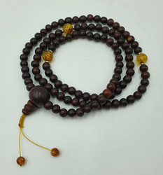 Mala 108 - rose tree 7 mm with amber