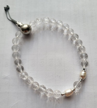 Mala 27 - Kryształ górski i perła 7 mm