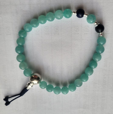 Mala 27 - Amazonite and lapis lazuli 7 mm