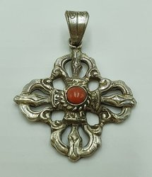 Silver Double Dorje Pendant