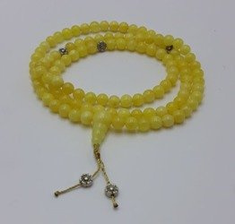 Mala 108 - milky matt amber 7 mm