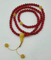 Mala 108 - mountanous coral 6 mm with amber