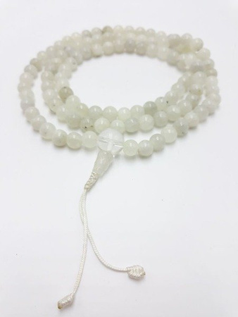 Mala 108 - white moon stone 8 mm