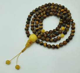 Mala 108 tiger eye 8 mm and amber