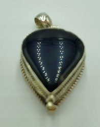 Silver ghau with black onyx.