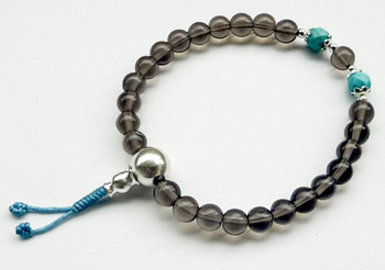 Mala 27 - smoky quartz and turquoise 6 mm
