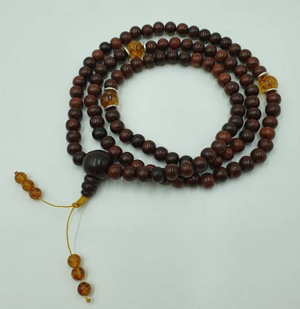 Mala 108 - rosen tree 8 mm with amber