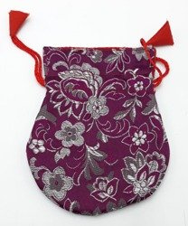 Bag for malas - claret with silver flowers