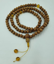 Mala 108 - sandal wood 6 mm with amber