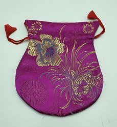 Woreczek na male - wrzosowy w złote kwiaty