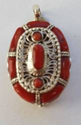 Pendant silver and coral