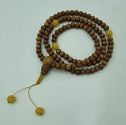 Mala 108 - sandal wood 6 mm with amber