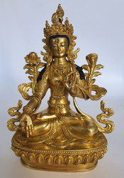 Statue - White Tara golden 22 cm.