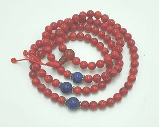 Mala 108 - mountain coral + lapis lazuli