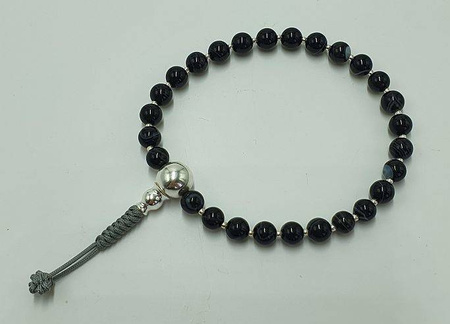 Mala 27 - black agate 6 mm