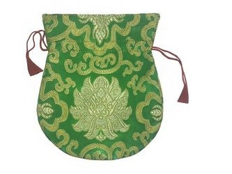Woreczek na male - zielony z lotosem