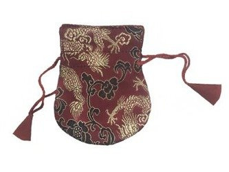 Woreczek na male - bordowy w złote smoki
